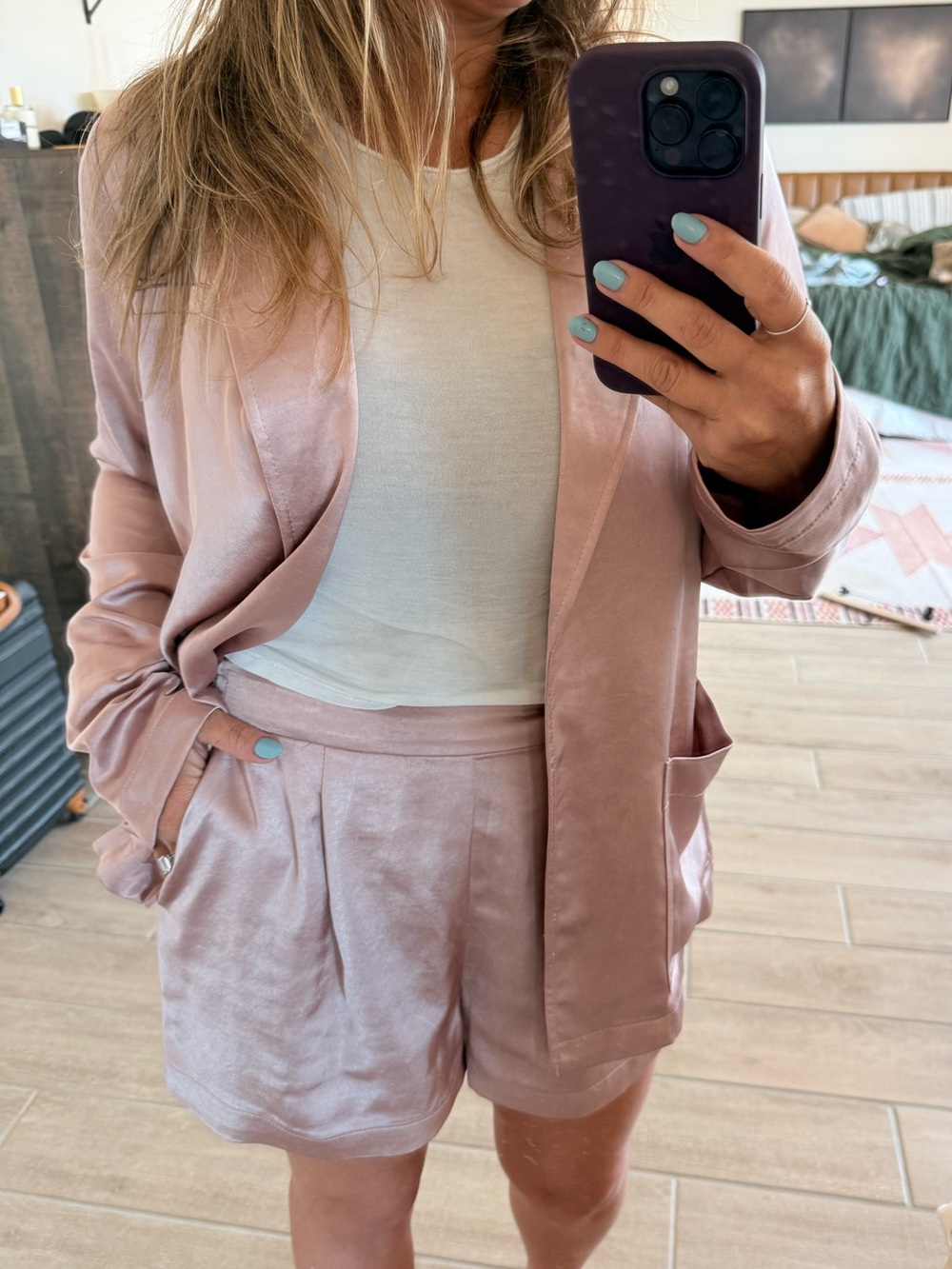 Satin Jacket and Shorts Set